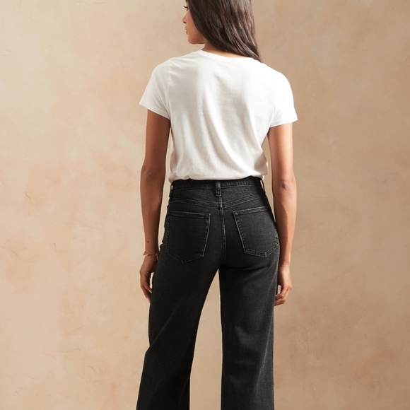 Banana Republic High waisted wide-leg crop jeans black size 26 - Picture 2 of 3